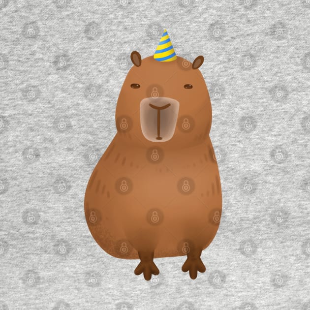 Capybara Wearing a Party Hat by Art by Biyan